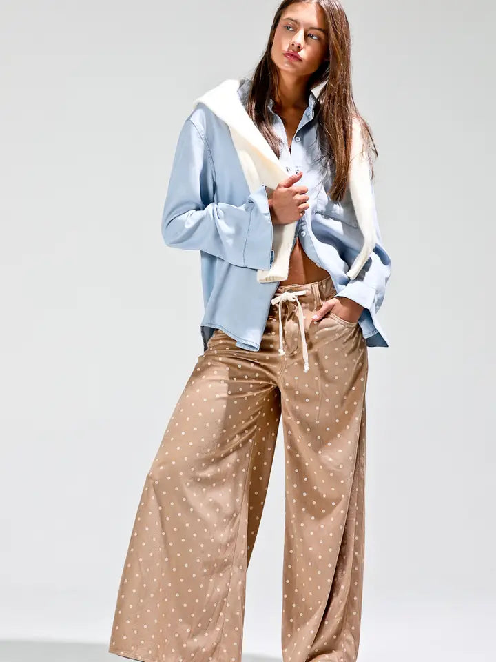 Mocha Dots Wide Leg Pant