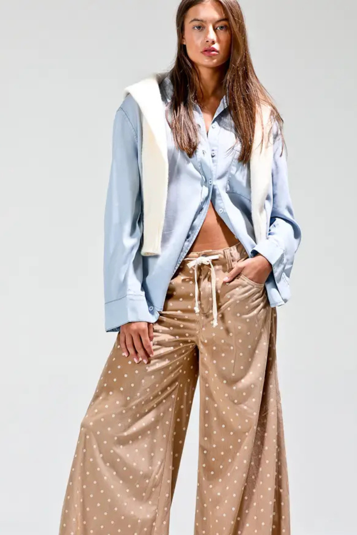 Mocha Dots Wide Leg Pant