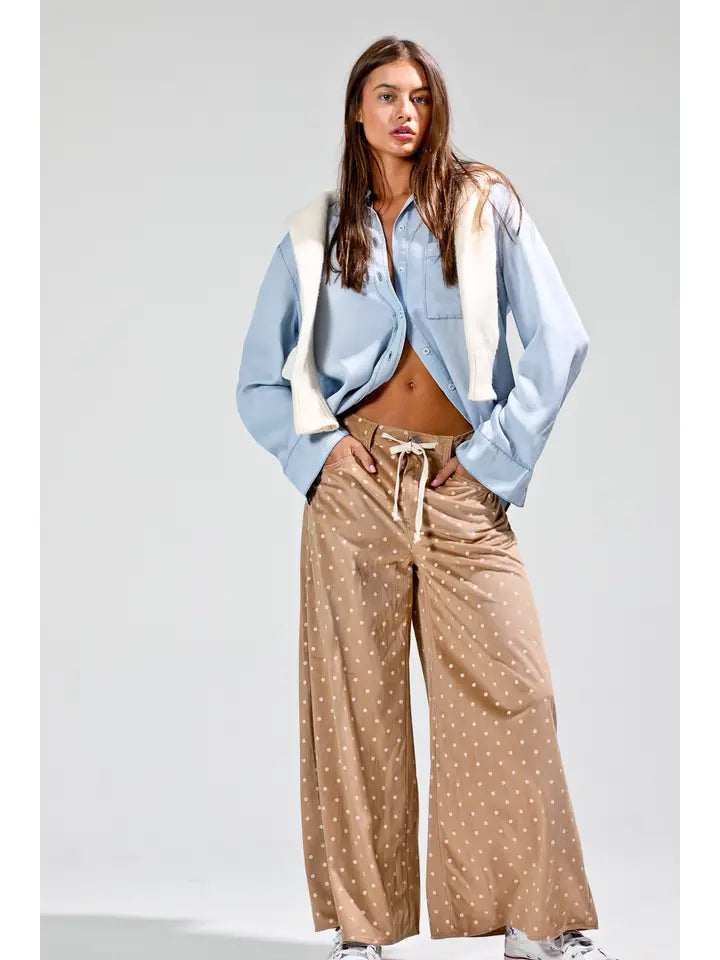 Mocha Dots Wide Leg Pant