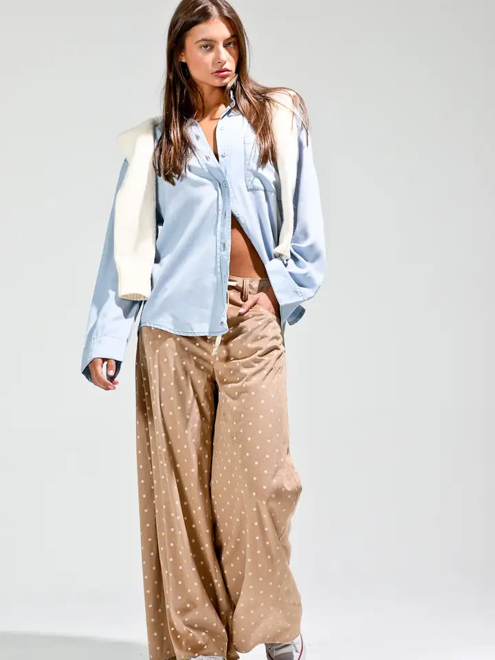 Mocha Dots Wide Leg Pant